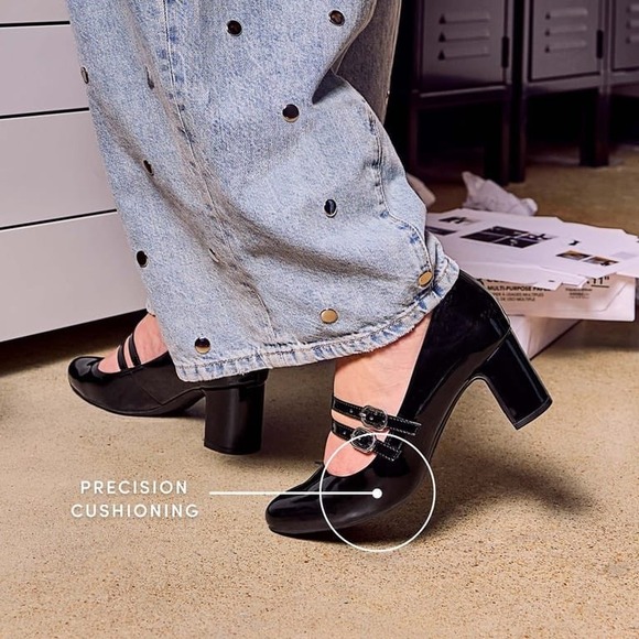 LifeStride True Mary Jane Pump Black Patent Block Heel Shoes 9.5W NEW - Picture 5 of 12